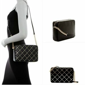 Michael Kors Black and Gold Quilted Wristlet